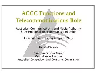 ACCC Functions and Telecommunications Role