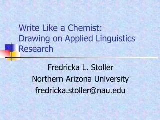 Write Like a Chemist: Drawing on Applied Linguistics Research