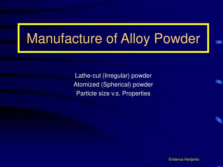 manufacture of alloy powder