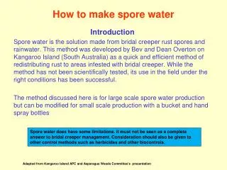 How to make spore water
