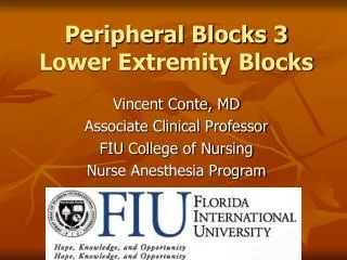 Peripheral Blocks 3 Lower Extremity Blocks