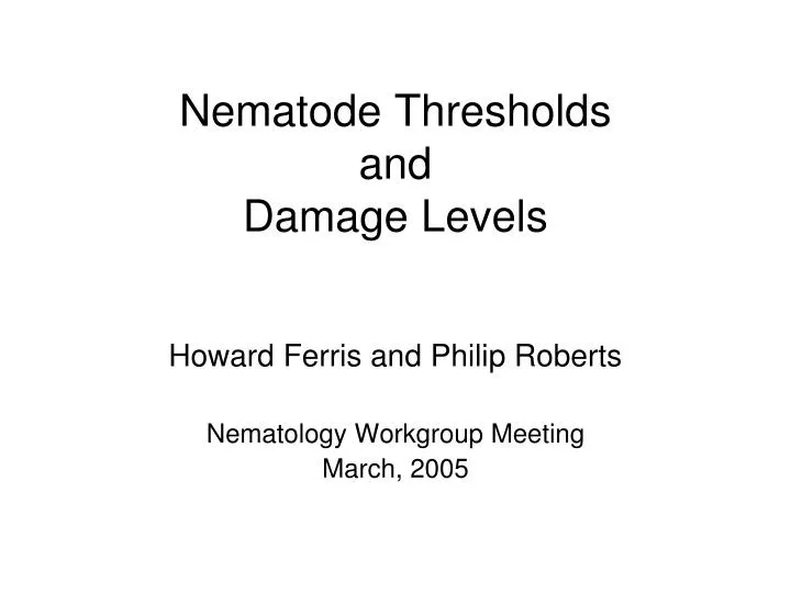 nematode thresholds and damage levels