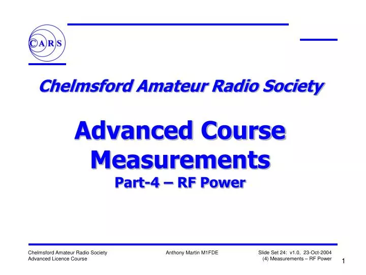 chelmsford amateur radio society advanced course measurements part 4 rf power