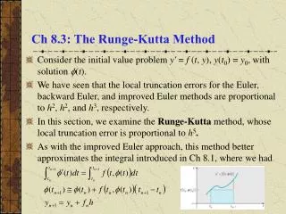 Ch 8.3: The Runge-Kutta Method