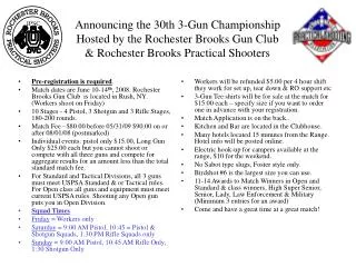 Announcing the 30th 3-Gun Championship Hosted by the Rochester Brooks Gun Club &amp; Rochester Brooks Practical Shooters