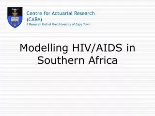 Modelling HIV/AIDS in Southern Africa