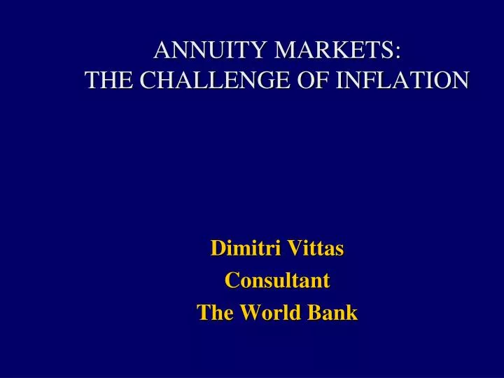 annuity markets the challenge of inflation