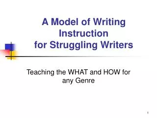 A Model of Writing Instruction for Struggling Writers