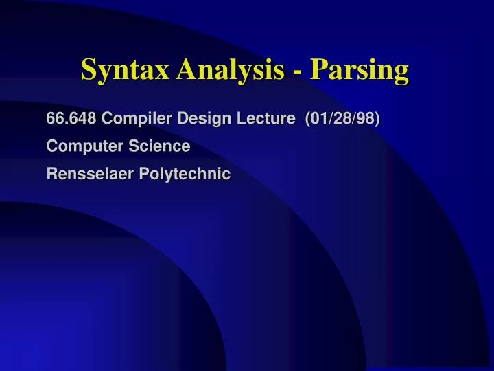 syntax analysis parsing