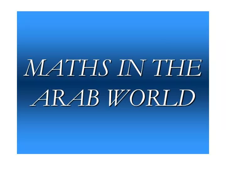 maths in the arab world