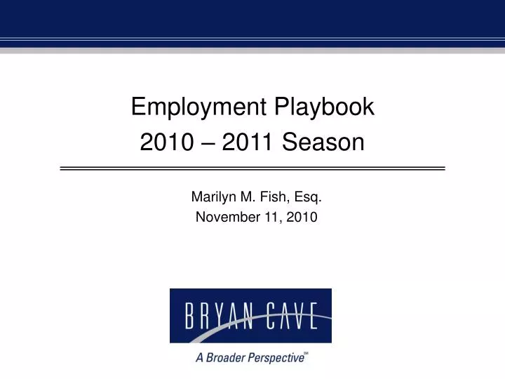 employment playbook 2010 2011 season
