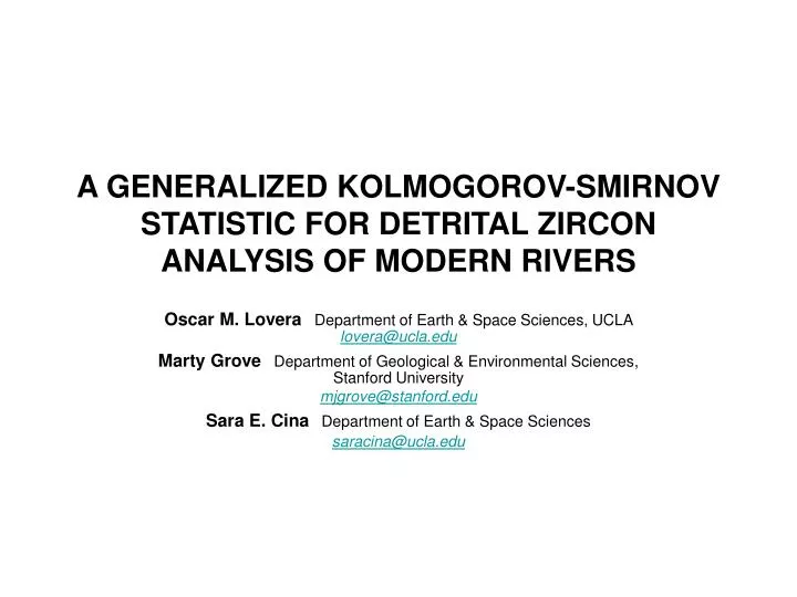 a generalized kolmogorov smirnov statistic for detrital zircon analysis of modern rivers