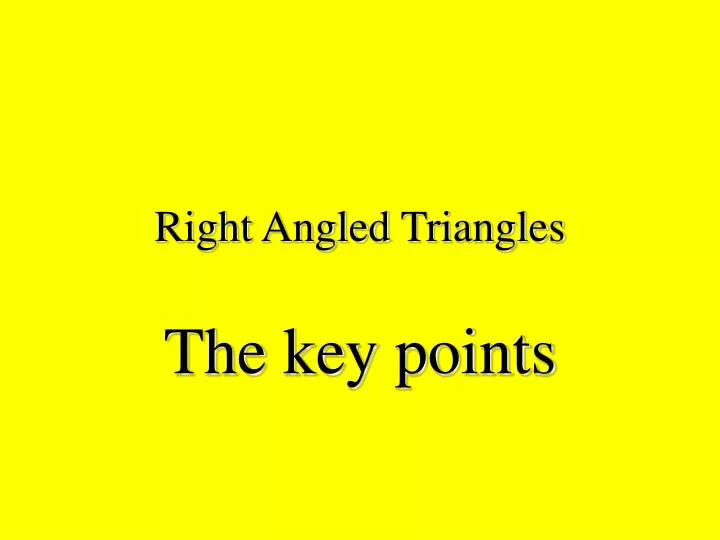 right angled triangles