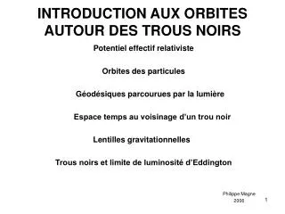 introduction aux orbites autour des trous noirs