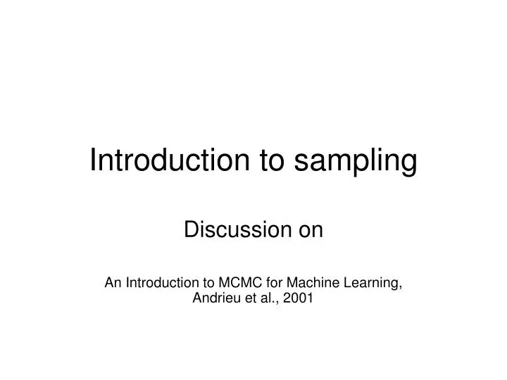 introduction to sampling