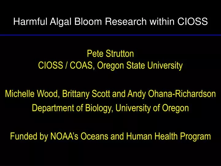 harmful algal bloom research within cioss