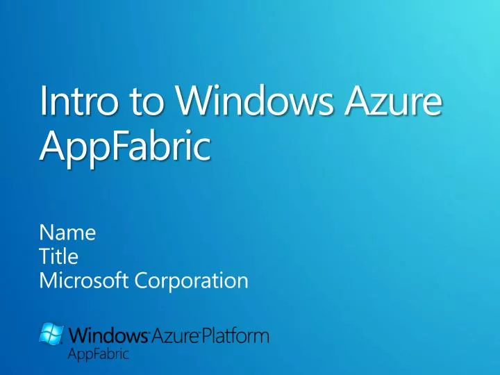 intro to windows azure appfabric