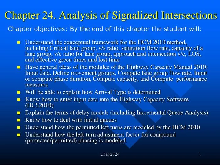 chapter 24 analysis of signalized intersections