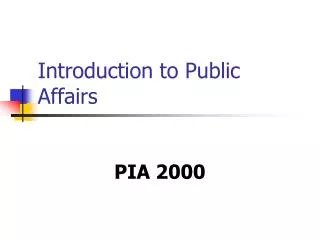 Introduction to Public Affairs
