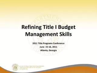 Refining Title I Budget Management Skills
