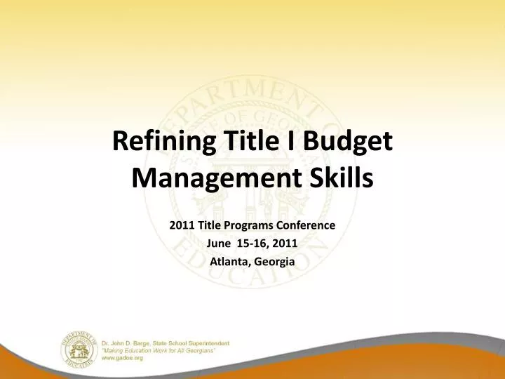 refining title i budget management skills