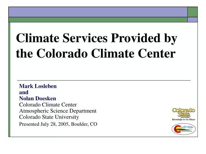 climate services provided by the colorado climate center