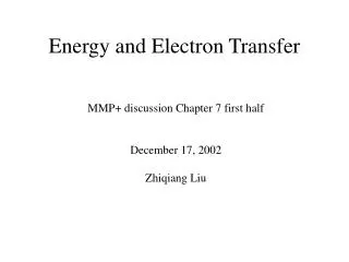 Energy and Electron Transfer