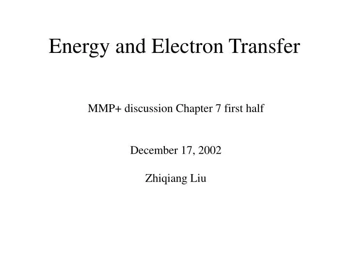 energy and electron transfer