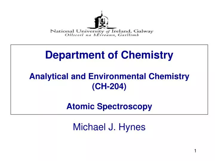 department of chemistry analytical and environmental chemistry ch 204 atomic spectroscopy