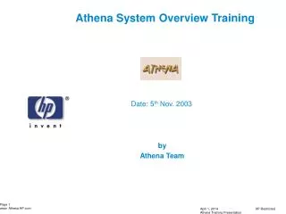 Athena System Overview Training