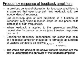 Frequency response of feedback amplifiers