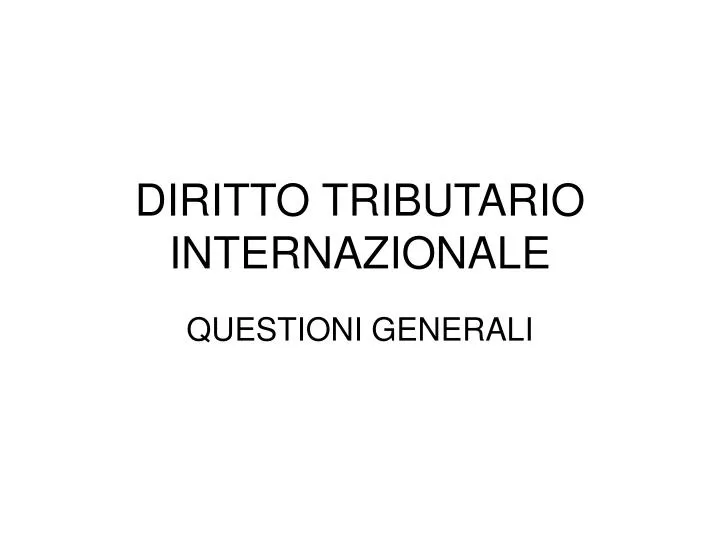 diritto tributario internazionale
