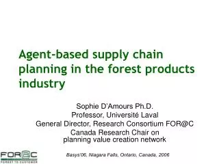 Agent-based supply chain planning in the forest products industry
