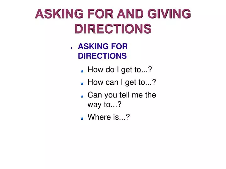 asking for and giving directions presentation