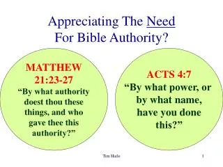 Appreciating The Need For Bible Authority?