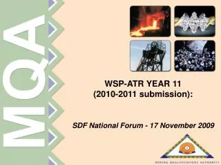 WSP-ATR YEAR 11 (2010-2011 submission): SDF National Forum - 17 November 2009