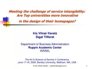 Meeting the challenge of service intangibility: Are Top universities more innovative in the design of their homepages?