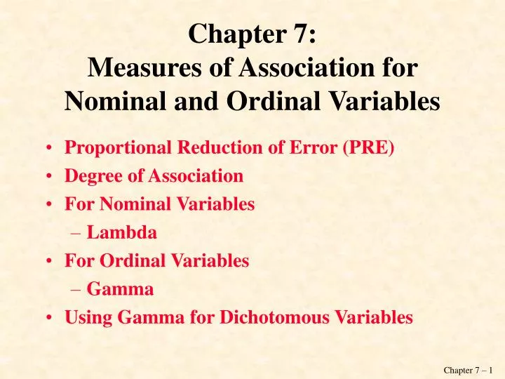 chapter 7 measures of association for nominal and ordinal variables