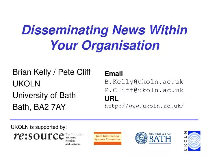 disseminating news within your organisation