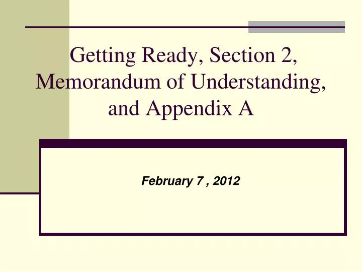 getting ready section 2 memorandum of understanding and appendix a