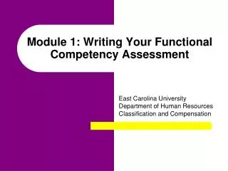 Module 1: Writing Your Functional Competency Assessment