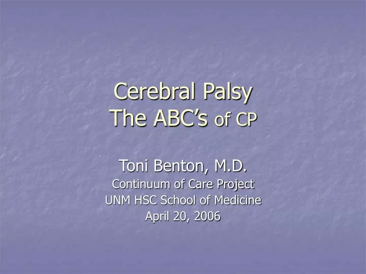 cerebral palsy the abc s of cp