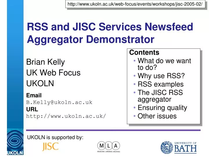 rss and jisc services newsfeed aggregator demonstrator