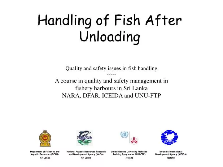 handling of fish after unloading