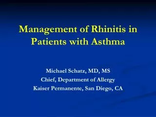 Management of Rhinitis in Patients with Asthma
