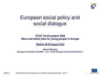 European social policy and social dialogue