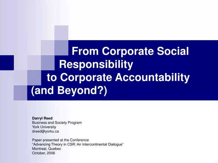 from corporate social responsibility to corporate accountability and beyond