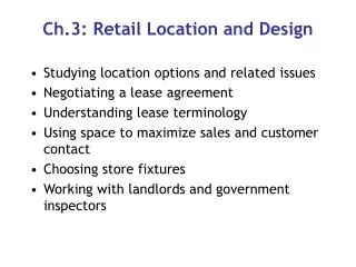 Ch.3: Retail Location and Design