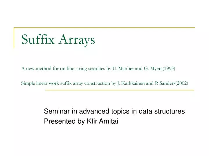 seminar in advanced topics in data structures presented by kfir amitai