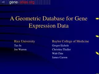 A Geometric Database for Gene Expression Data